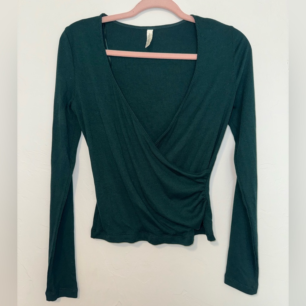 Gentle Fawn Green Ribbed Scoop crossover top size small